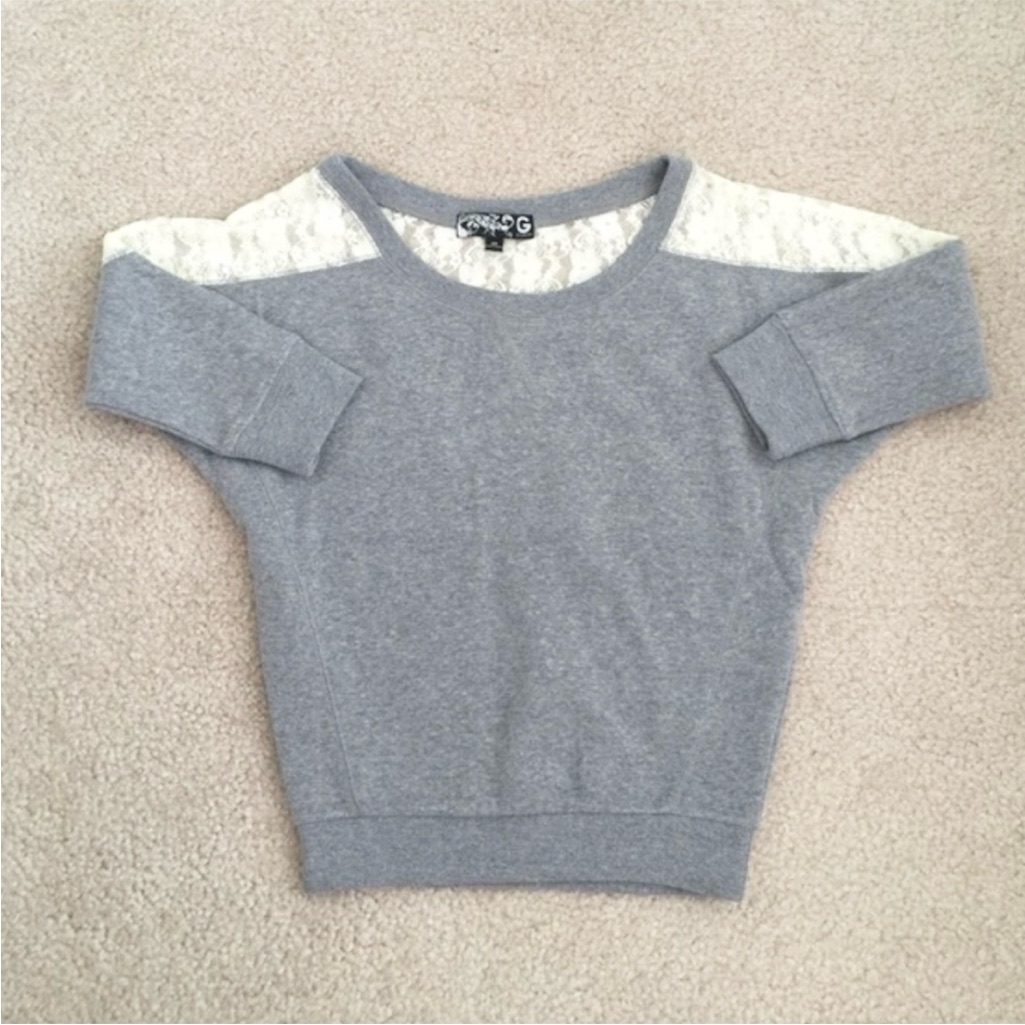 New G By Guess Lace Grey Sweatshirt Xs
